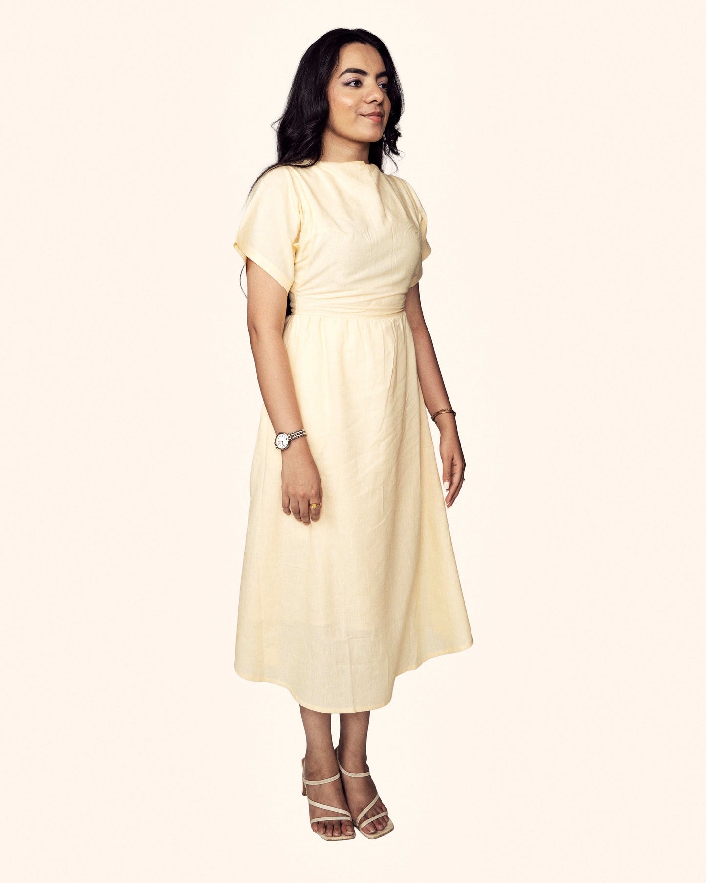 Zor Zor lifestyle solace dress kimono dress butter yellow cotton linen