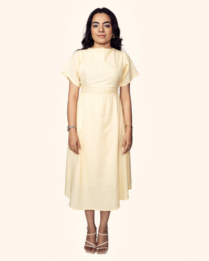 Zor Zor lifestyle solace dress kimono dress butter yellow cotton linen