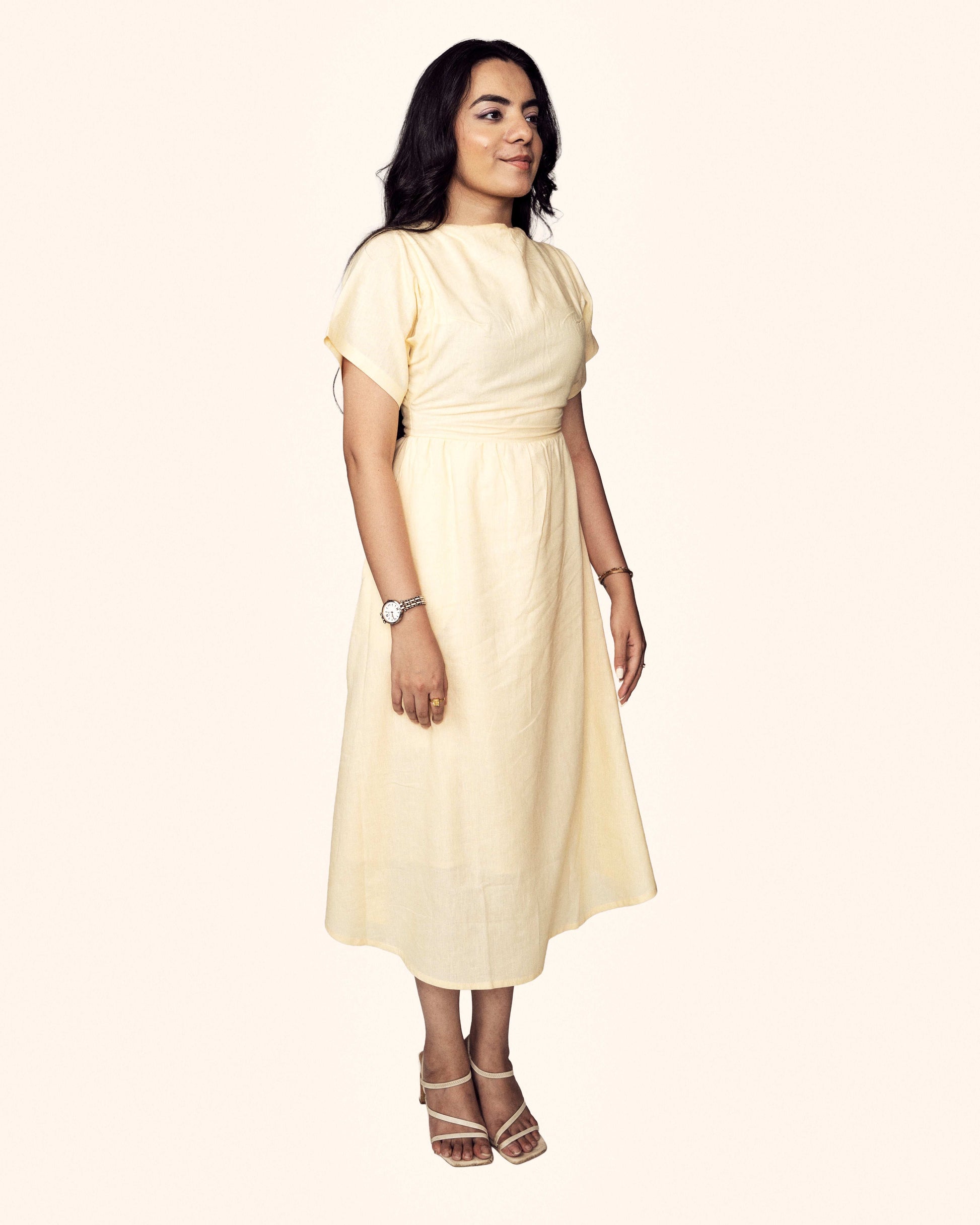 Zor Zor lifestyle solace dress kimono dress butter yellow cotton linen