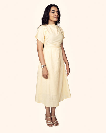 Zor Zor lifestyle solace dress kimono dress butter yellow cotton linen