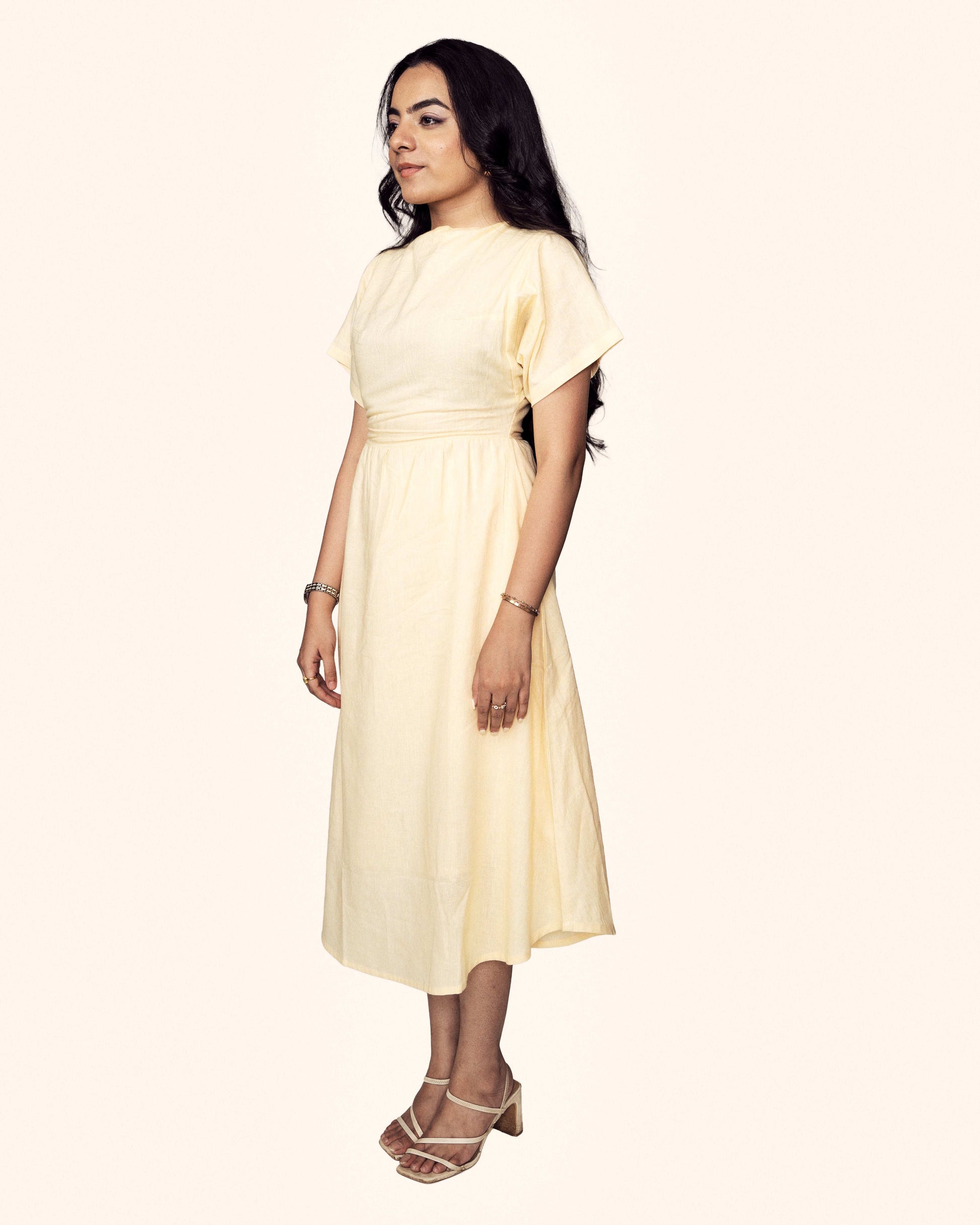 Zor Zor lifestyle solace dress kimono dress butter yellow cotton linen