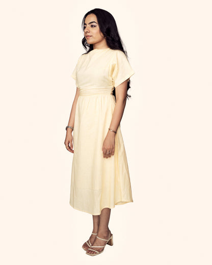 Zor Zor lifestyle solace dress kimono dress butter yellow cotton linen